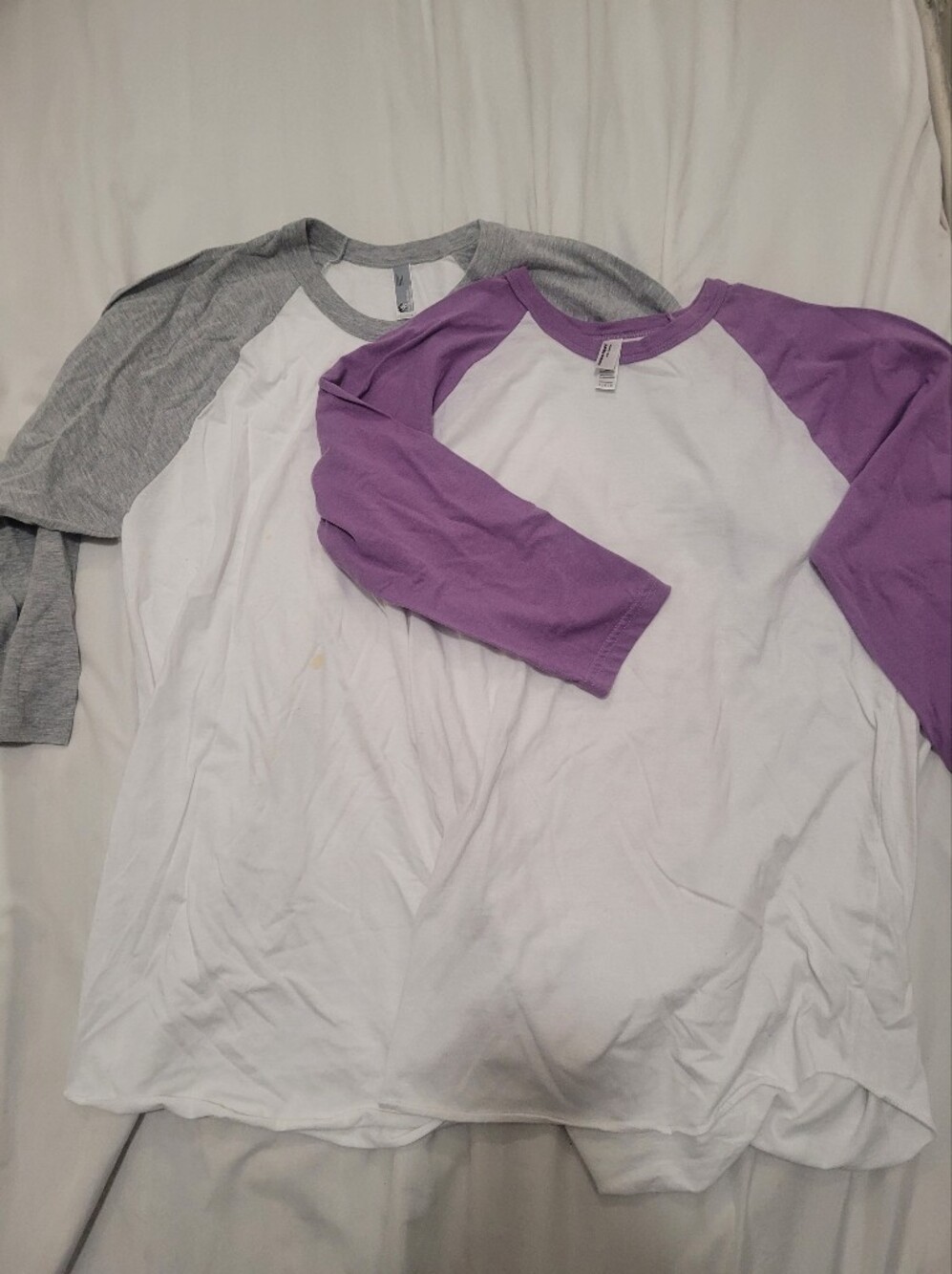American Apparel Purple and White Raglan Long Sleeve Tee